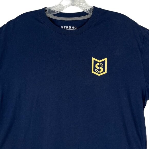 Strong Mens Tshirt Blue Short Sleeves Flag Size Medium - Picture 3 of 8